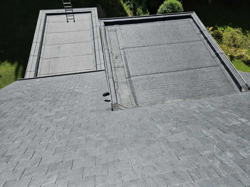 Toiture inclinée et toiture plate